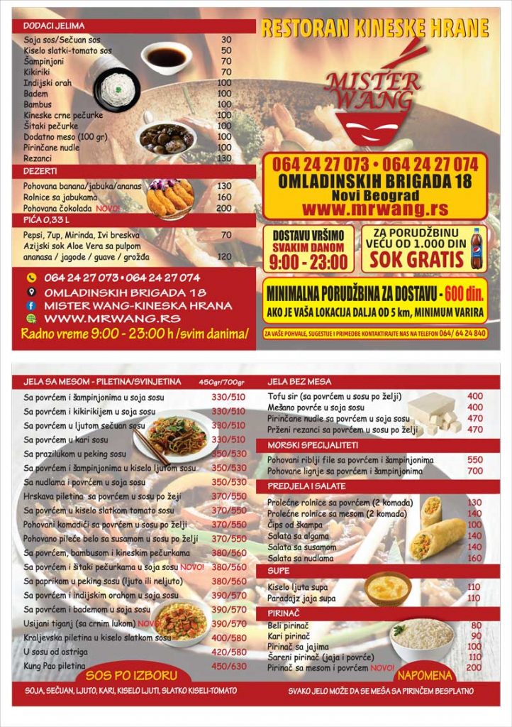 Dostava Novi Beograd Mister Wang